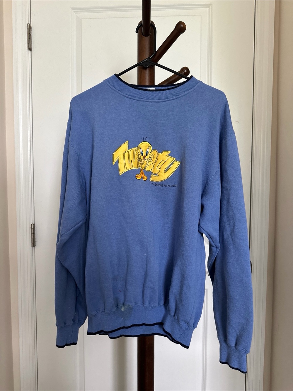 Warner Bros. Blue Tweety Logo Crewneck Sweatshirt